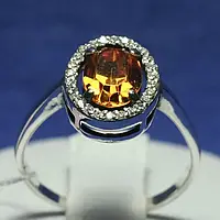Серебряное кольцо с коньячным цирконием 11095кон