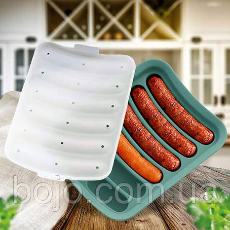 Силіконова форма для сосисок ковбасок Sausage Silicone Mold, Бірюзовий, фото 1