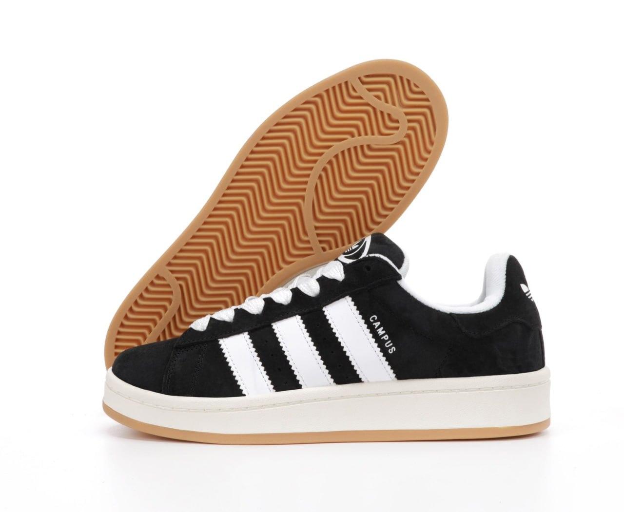 Чоловічі кросівки Adidas Campus (чорні з білим) демісезонні сучасні стильні кеди К14406 vkross