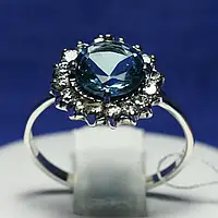 Серебряное кольцо с голубым фианитом 1015г