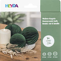 Бумажные шары соты набор зеленые 3 шт, Ø 8, 9, 10 см Heyda 204870718