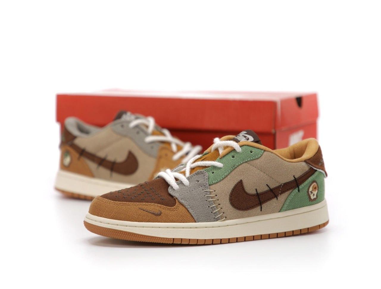 Жіночі кросівки Nike Air Jordan 1 Retro Low OG Zion Williamson (коричневі з зеленим) осінні кеди К14413 vkross