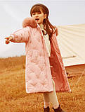Зимове пальто-пуховик куртка на дівчинку з капюшоном 6-7 років зріст 116-122, фото 3