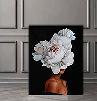Картина на холсте - Девушка с цветком- 40*50 см
