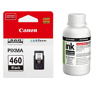 Картридж Canon PG-460 Black + Чорнило ColorWay CW-CW445BK02 200мл, фото 1