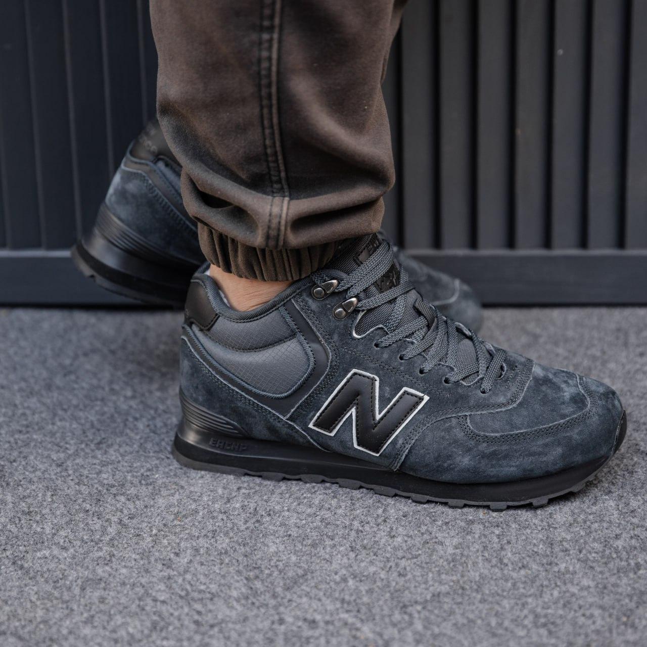 Жіночі зимові кросівки New Balance 574 Dark Gray Winter Fur (сірі) теплі замшеві на хутрі art2521 vkross, фото 1