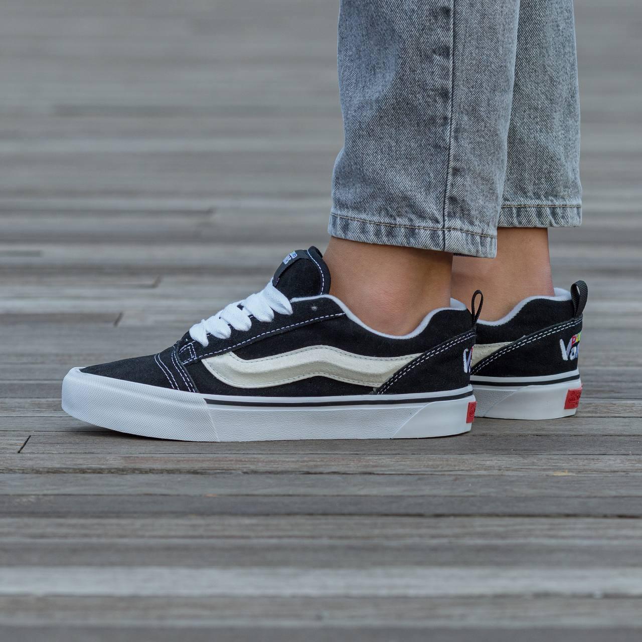 Чоловічі кеди Vans KNU Skool Black White Platform (чорні з білим) демісезонне повсякденне взуття I1551 vkross