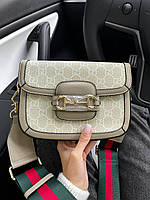 Женская сумка Gucci (бежевая) красивая повседневная маленькая сумочка art0345 vkross
