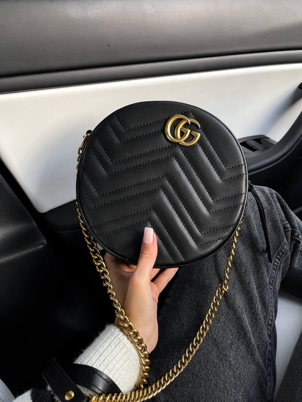 Жіноча сумка Gucci (чорна) красива повсякденна маленька кругла сумочка art0346 vkross