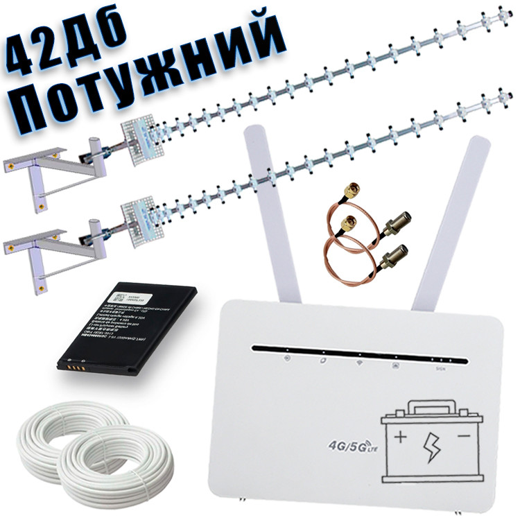Потужний автономний інтернет (LTE 4G Wi-Fi Router B535 Pro + Потужна Антена 42 Дб)