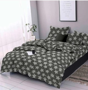 Двоспальний-максі комплект постільної білизни "Зорі на сірому" з простирадлом 220/250