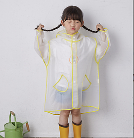 Дощовик дитячий прозорий із жовтою смужкою унісекс 134 XXL