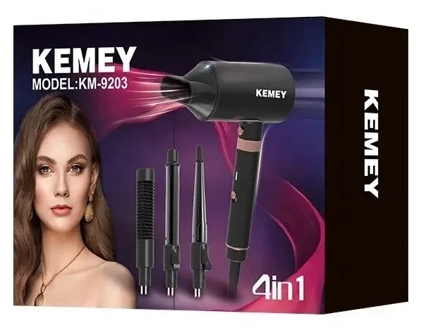 Фен для волосся Kemei KM-9203 4 насадки, фото 1