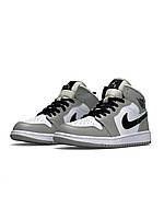 ТОП КАЧЕСТВО! Зимние женские кроссовки Nike Air Jordan 1 High Gray White Black Fur