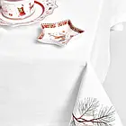 Скатертина новорічна 150х260см біла з вишивкою, фото 7