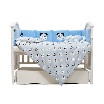 Постільний комплект 7 ел Twins Panda 4075-TP-04, blue, блакитний