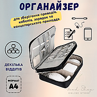 Багатофункціональна сумка-органайзер для зберігання дротів, кабелів, заряджань і канцелярського приладдя