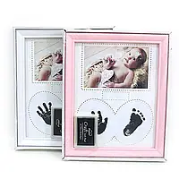 Детская фоторамка Baby с отпечатком ручки и ножки для девочки или мальчика, белая