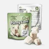 Лакомство для кошек и собак Natural Kitty Meaty Cube 100% Tilapia в виде кубиков тилапии 60 г