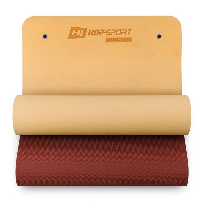 Фітнес-килимок з отворами Hop-Sport TPE 0,8 см HS-T008GM жовтогарячо-червоний