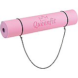 Килимок (мат) для фітнесу та йоги Queenfit Premium ТРЕ 0,6 см рожево-фіолетовий, фото 8