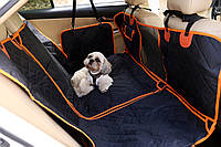 Автогамак для собак с бортами 137см х 147см Черный с оранжевым
