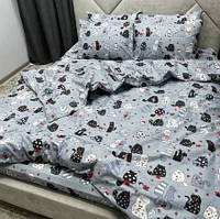Двуспальный детский комплект постельного белья из ткани Бязь Голд "Мурчики"