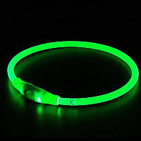 LED Нашийник для собак світиться із зарядкою USB регульований розмір Зелений