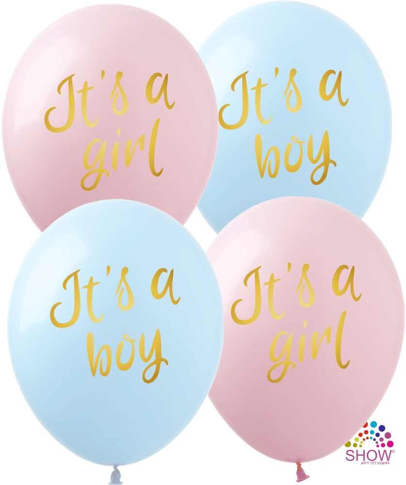 Повітряні кулі "It's a Girl, It's a Boy" 12"(30 см) пастель В упак: 100шт ТМ Арт «SHOW»