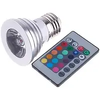 Лампочка Lemanso LED (св-ая) E27 RGB 3W с пультом 85-230V / LM294