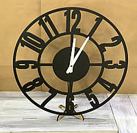 Настінний дерев'яний годинник 45см Чорний вирізаний 290
