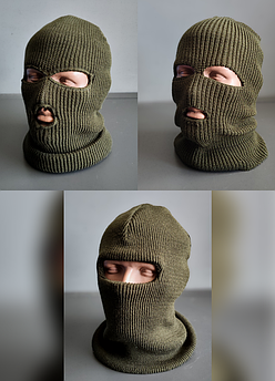 Тактична в'язана балаклава Олива / Балаклава з 1 отвором / Балаклава з 3 отворами