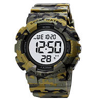 Skmei 2081 зелений камуфляж чоловічий наручний годинник із білим циферблатом