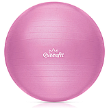 Фітбол Queenfit 65 см рожевий + насос, фото 2