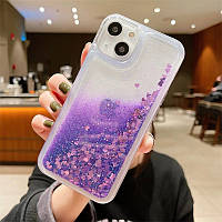 Чехол Glitter для Iphone 13 бампер жидкий блеск аквариум фиолетовый