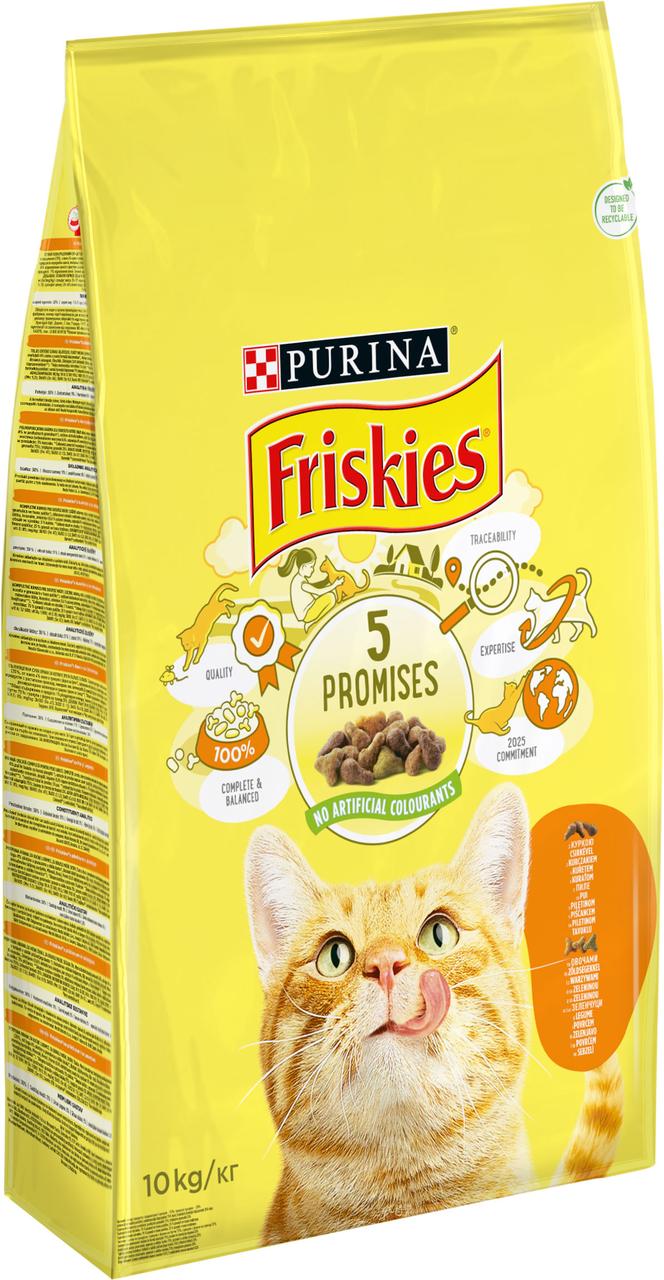 Сухой корм FRISKIES (Фрискис) для взрослых кошек, с курицей и овощами 10 кг (5997204505101) - фото 2 - id-p1909762472