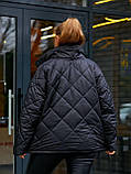 Куртка демі жіноча батал коротка без капюшону, фото 3