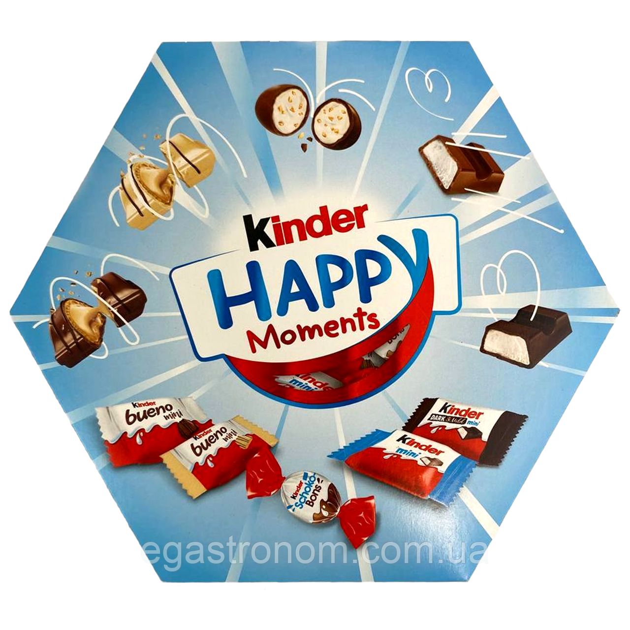 Цукерки асорті Кіндер Kinder happy moments 161g 12шт/ящ (Код: 00-00015389)