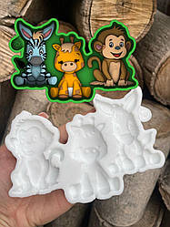 ЕКСКЛЮЗИВ! Силіконовий Молд для шоколаду, мастики та карамелі "Звірята №1 (зебра, мавпа, жираф)"