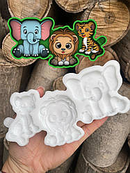 ЕКСКЛЮЗИВ! Силіконовий Молд для шоколаду, мастики та карамелі "Звірята №2 (слон, тигр, лев)"