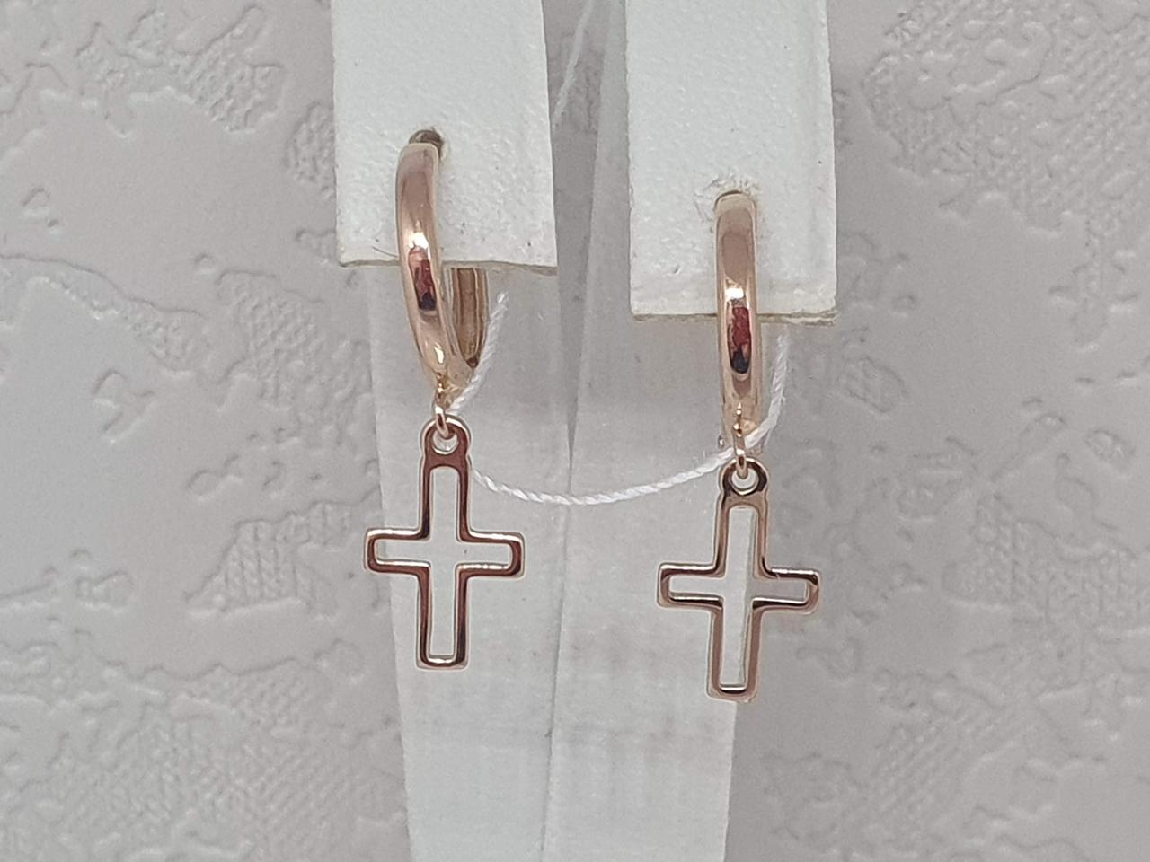 Золоті сережки Хрестики.   2/1074