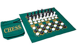 Набір шахи + шашки + дошка тканина + мішечок