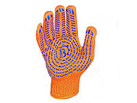 Перчатки (перчатки) рабочие с ПВХ-изображением Классик №526 10р ХБ70/ПЕ30 оранжевые 10класс ТМ Master BOB FG