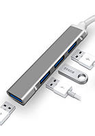 Хаб USB 3.0 4 Port - USB 2.0*3, USB 3.0 TRY Сompact новий сірий