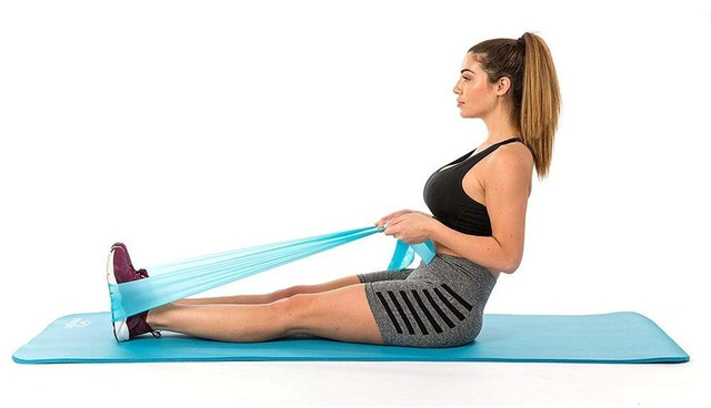 Стрічка-еспандер для спорту та реабілітації Power System PS-4121 Flat Stretch Band Level 1 Blue (5-15кг.) 4 5060243535 w640 h2048 lateksnaya lenta espander dlya f