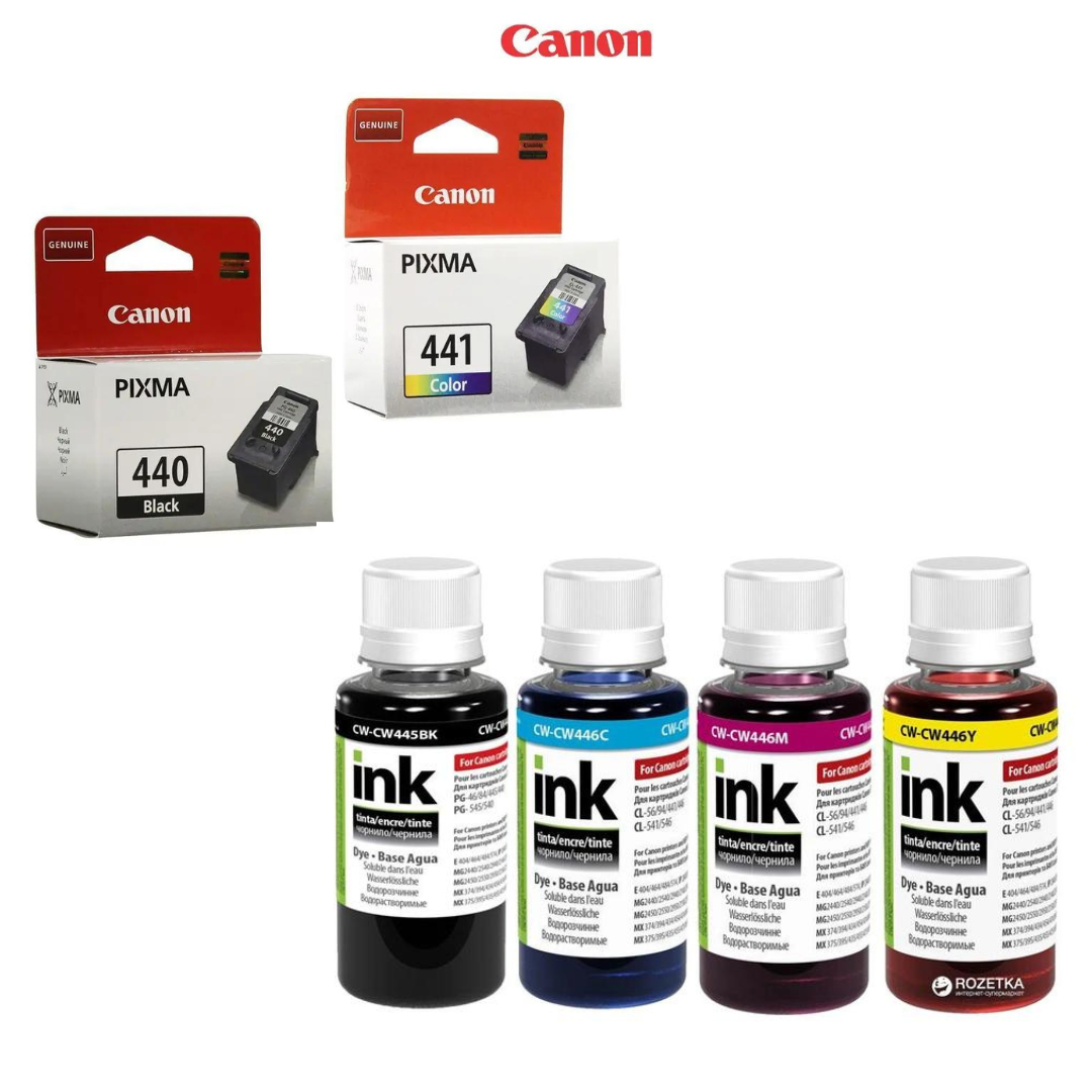 Набір картриджів Canon PG-440, CL-441 + Чорнило ColorWay CW-CW445/CW446SET01 100мл