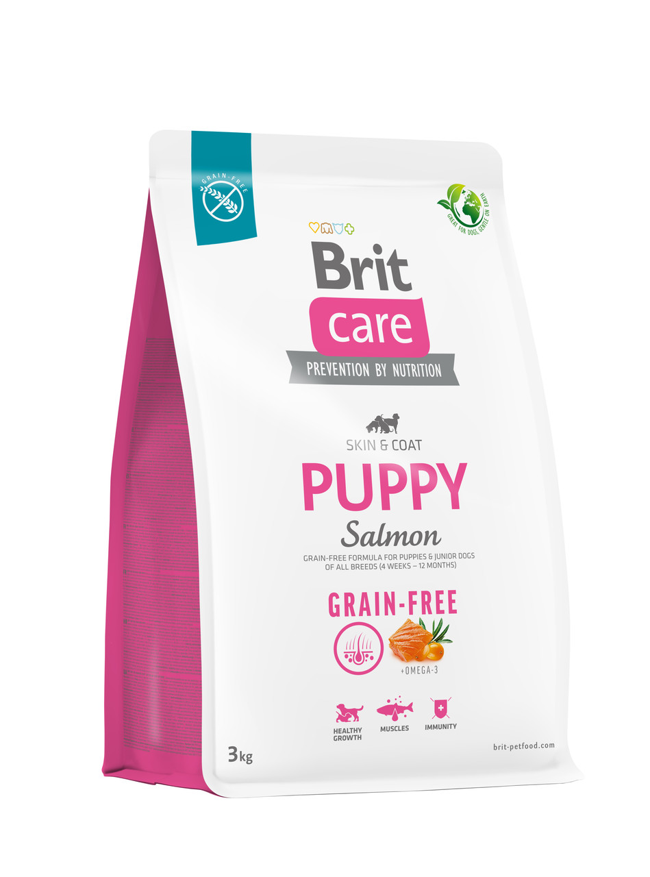 Сухий корм Беззерновий для собак Brit Care Puppy Salmon and Potato для цуценят Бріт з лососем і картоплею 3 кг.