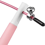 Скакалка Queenfit Speed з пластиковими ручками рожева, фото 3