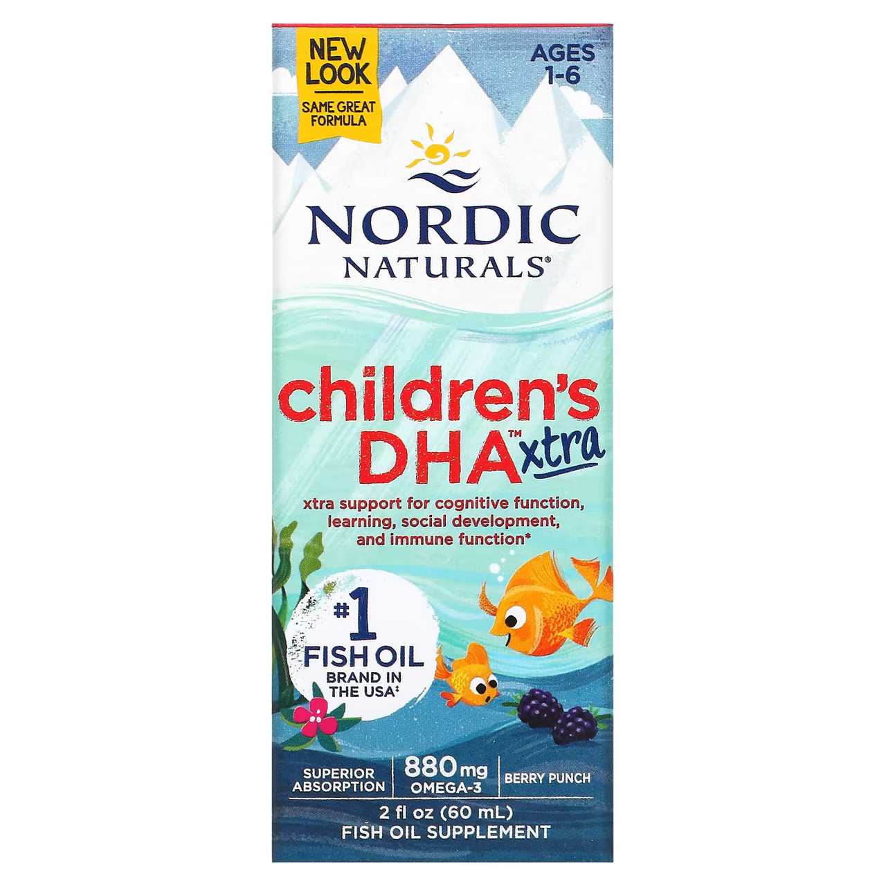 Дитяча ДГК омега 3 для дітей від 1 до 6 років, ягідний смак, 880 мг, 60 мл Nordic Naturals, Children's DHA Xtra