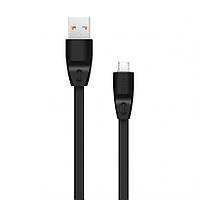 USB кабель для заряджання та передачі даних MicroUSB 2,1A 1м чорний WALKER